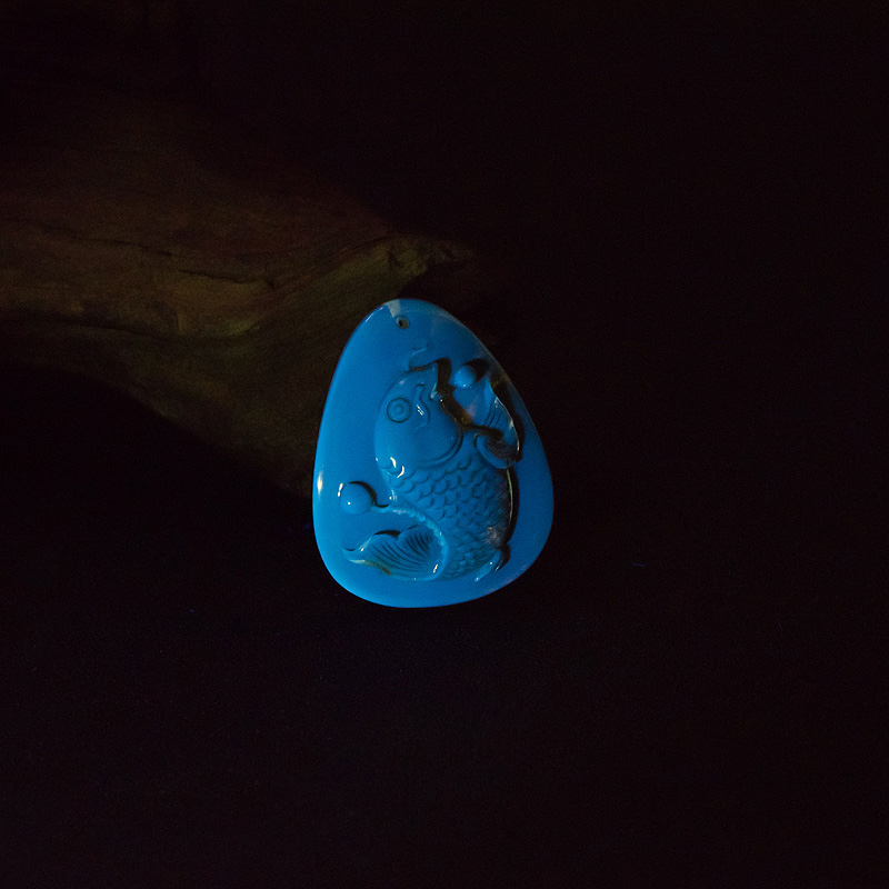 天然墨西哥蓝珀吊坠-红掌柜