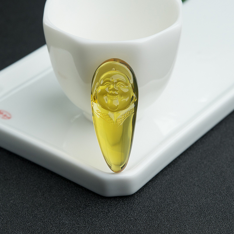 天然墨西哥蓝珀弥勒佛吊坠-红掌柜