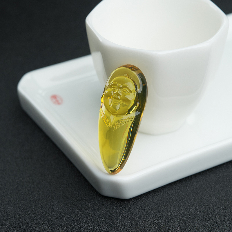 蓝珀弥勒佛吊坠-红掌柜