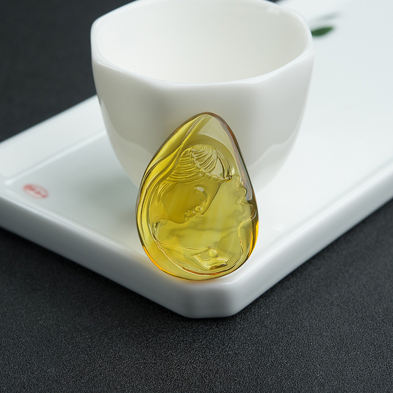 天然墨西哥蓝珀美女吊坠-红掌柜