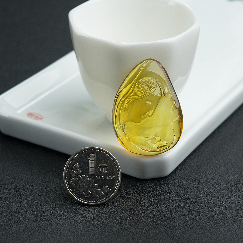 天然蓝珀吊坠-红掌柜