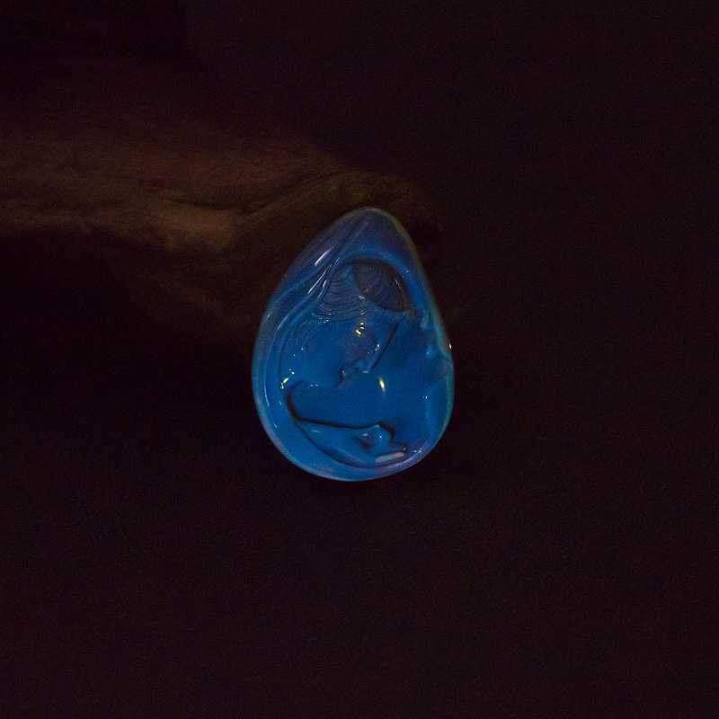 天然墨西哥蓝珀吊坠-红掌柜