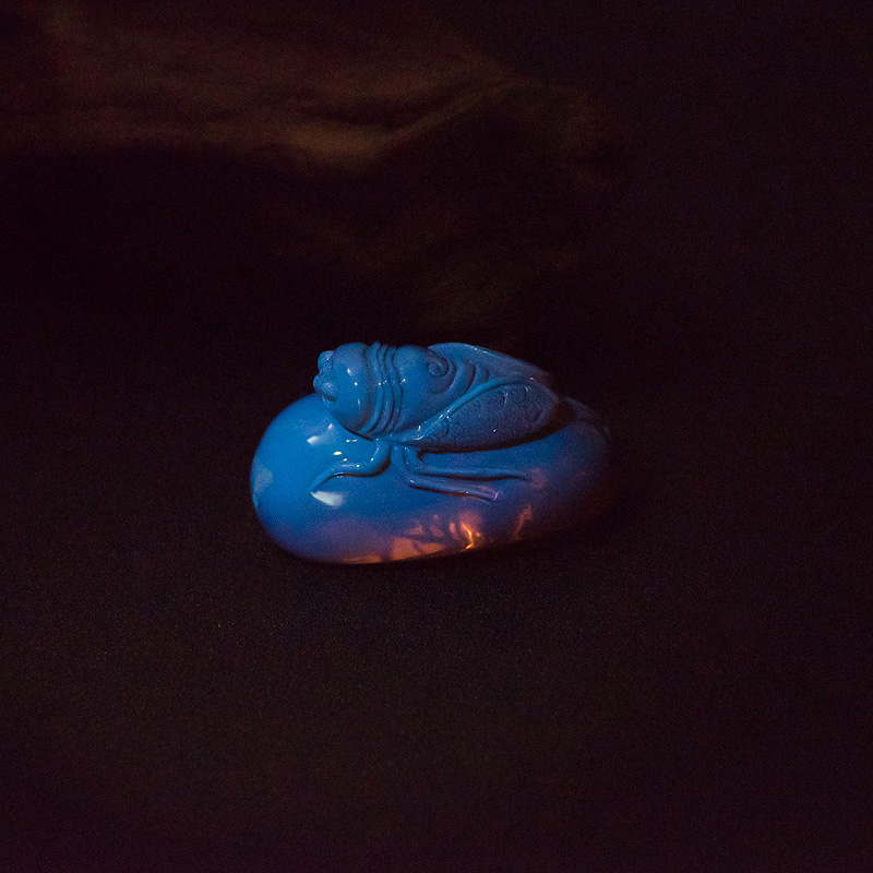 天然墨西哥蓝珀吊坠-红掌柜