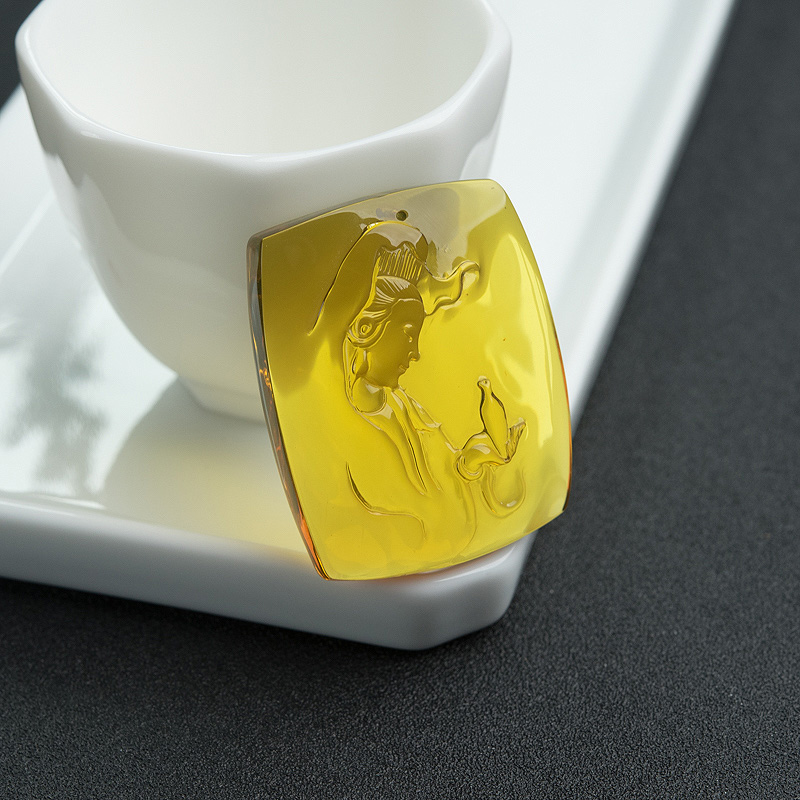 墨西哥蓝珀观音吊坠-红掌柜