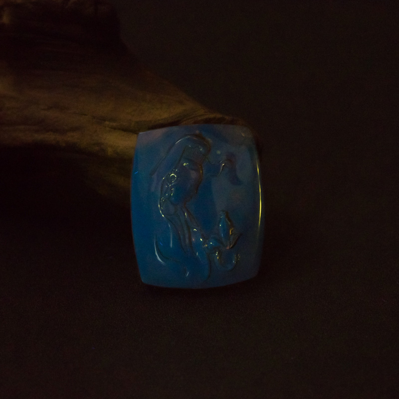 天然墨西哥蓝珀吊坠-红掌柜