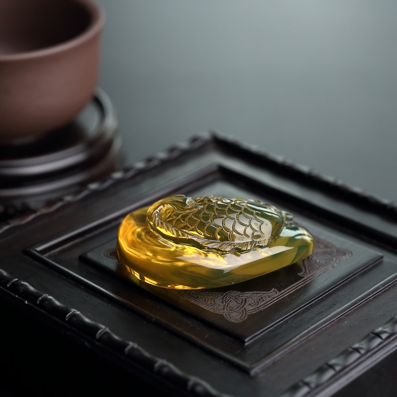 高蓝墨西哥蓝珀吊坠 - 红掌柜