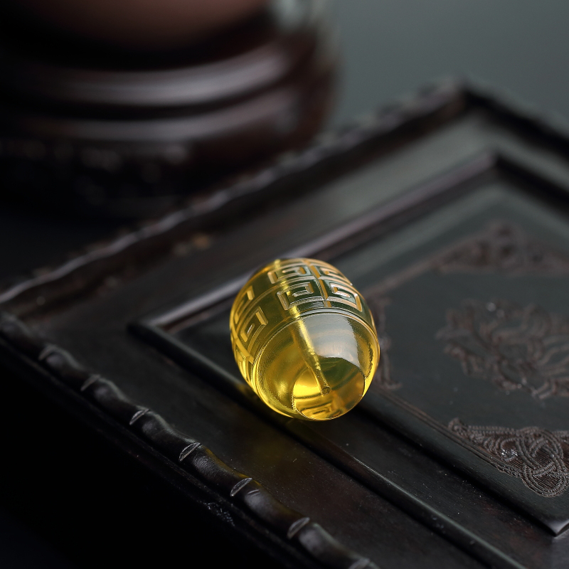 蓝珀桶珠吊坠 - 红掌柜