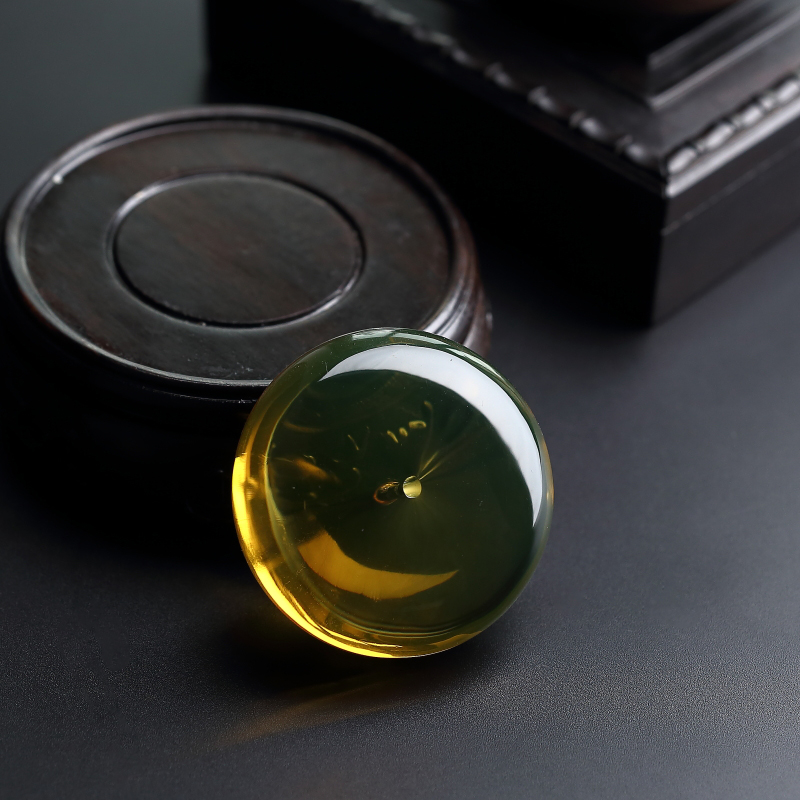 墨西哥蓝珀平安扣吊坠 - 红掌柜