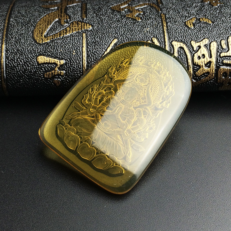 蓝珀观音吊坠 - 红掌柜珠宝