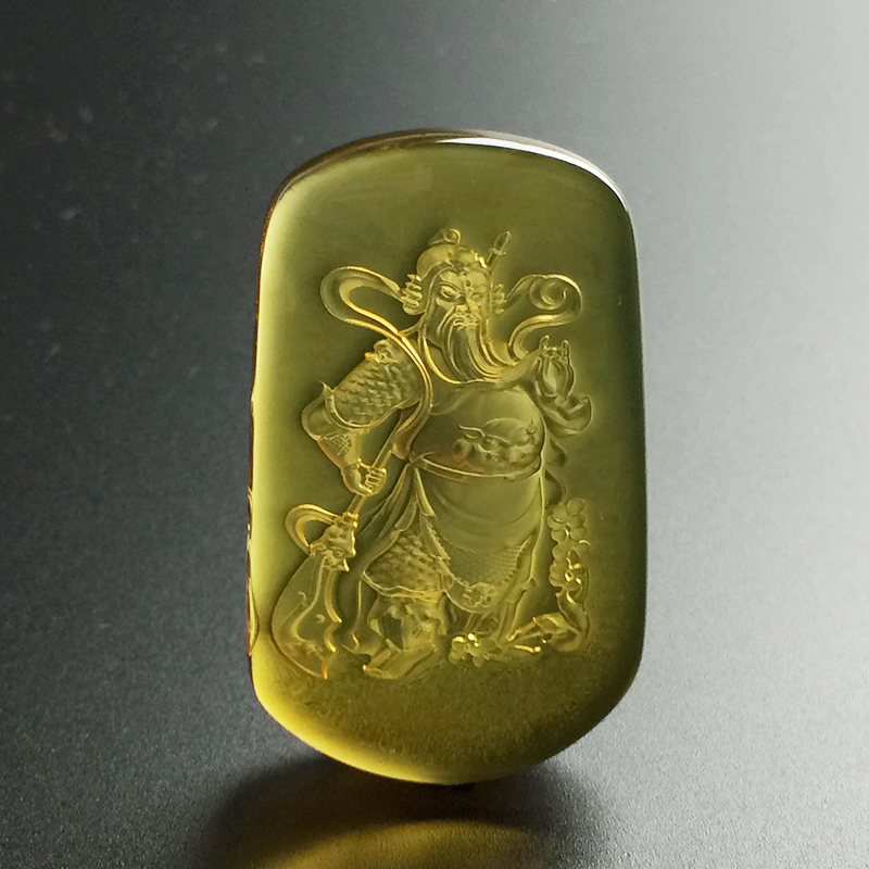 墨西哥蓝珀关公吊坠 - 红掌柜珠宝