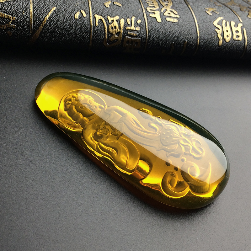 蓝珀观音吊坠 - 红掌柜珠宝 