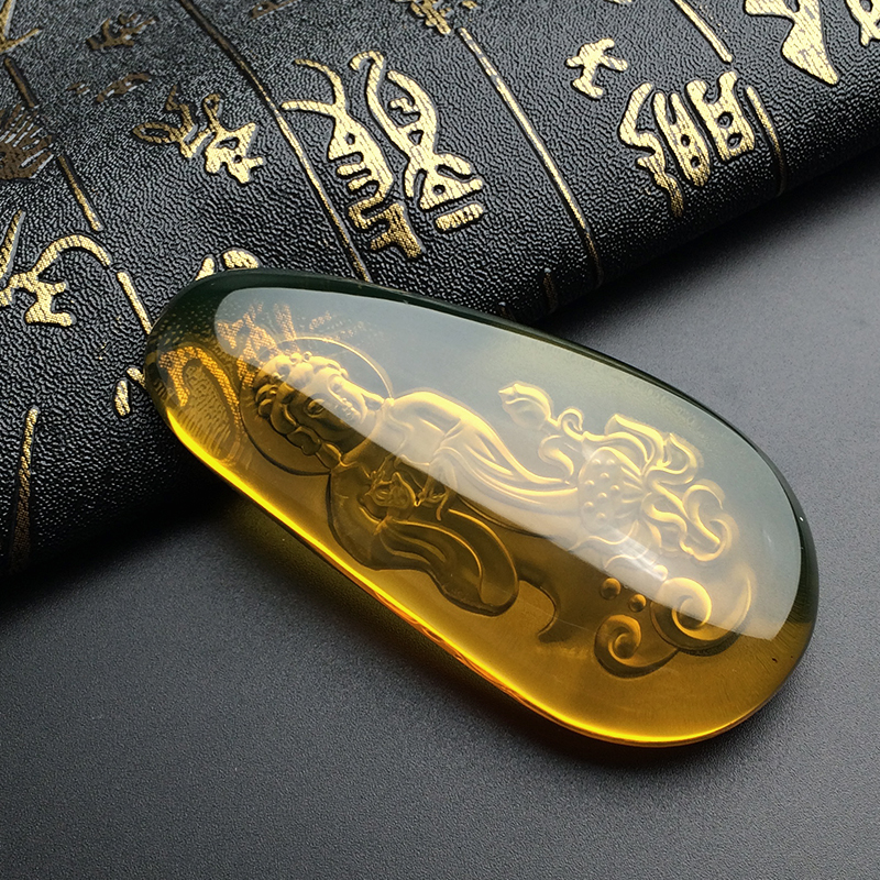 蓝珀观音吊坠 - 红掌柜珠宝 