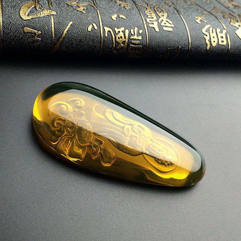 蓝珀观音吊坠 - 红掌柜珠宝 