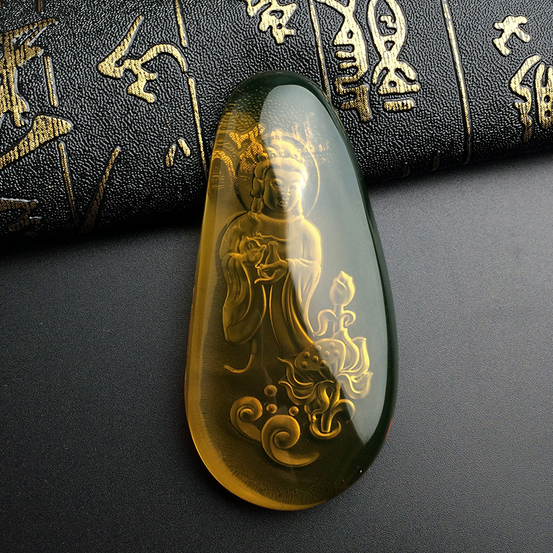 蓝珀观音吊坠 - 红掌柜珠宝 