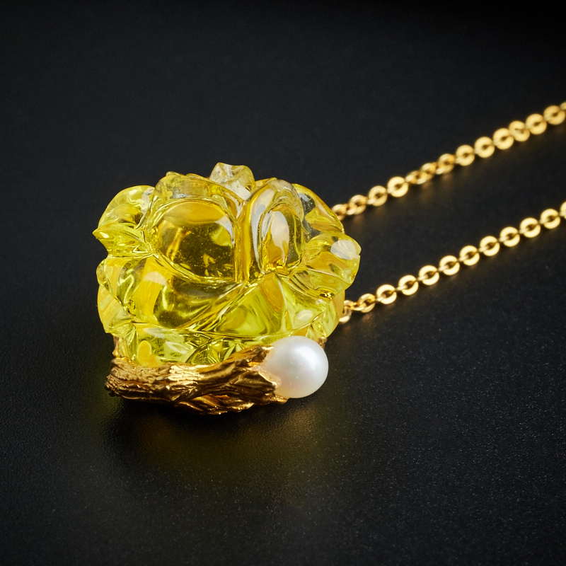 金珀玫瑰花套链 - 红掌柜珠宝