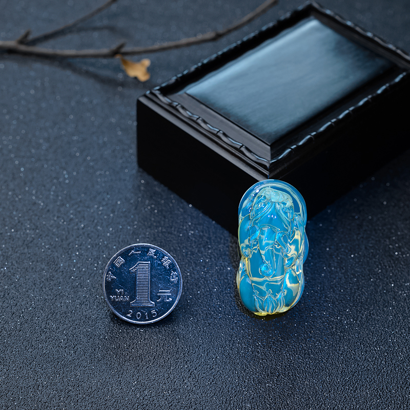 天然蓝珀吊坠-红掌柜