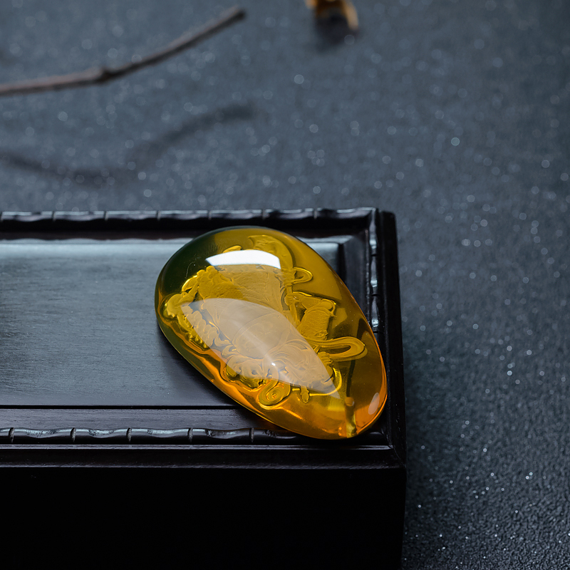 墨西哥蓝珀吊坠-红掌柜