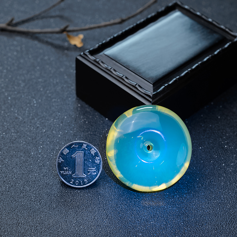 天然蓝珀平安扣挂坠-红掌柜