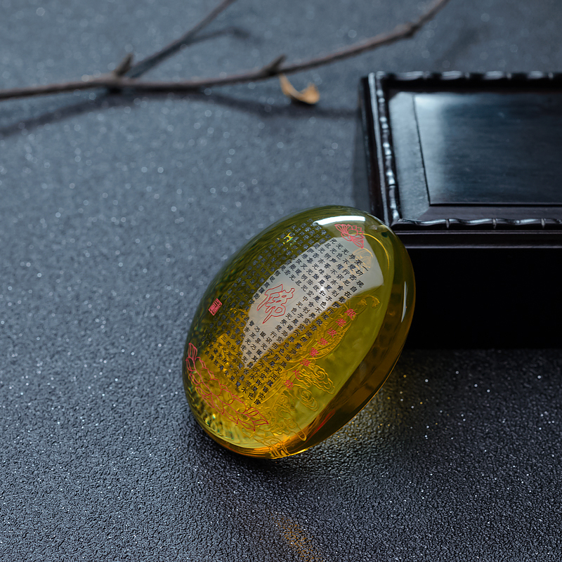 蓝珀心经双面雕吊坠-红掌柜