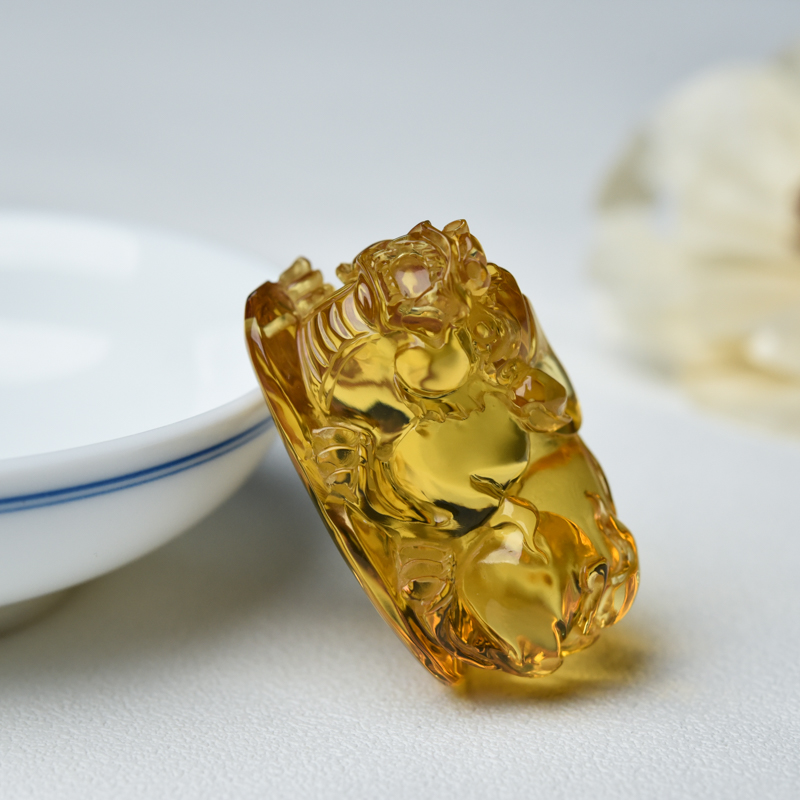 天然蓝珀吊坠-红掌柜