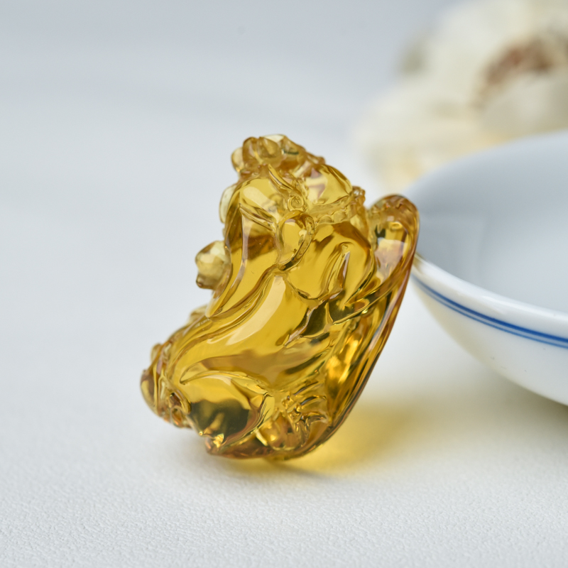 天然墨西哥蓝珀吊坠-红掌柜