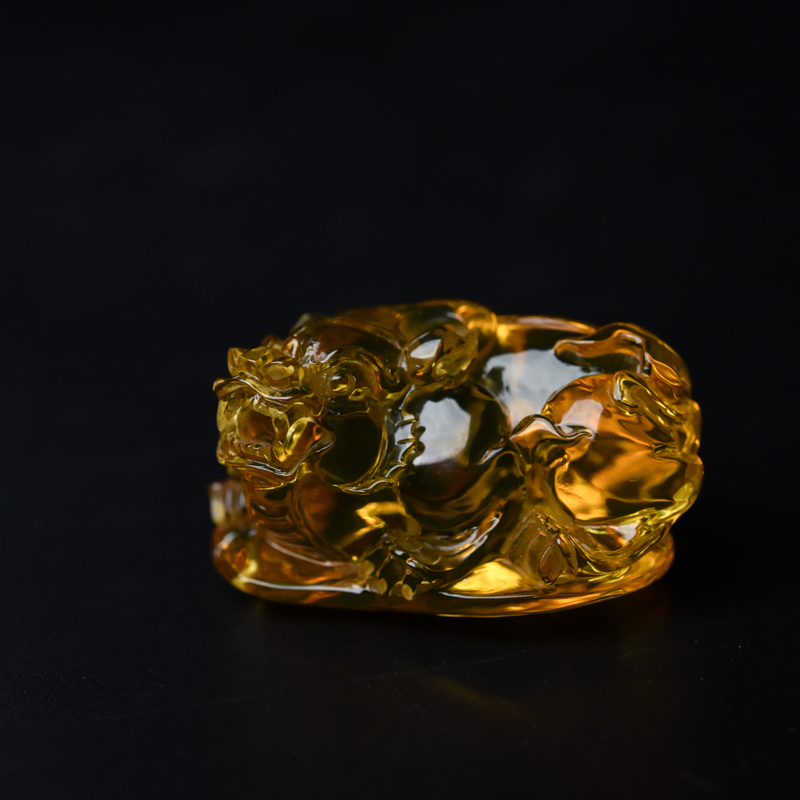 墨西哥天然蓝珀貔貅吊坠-红掌柜