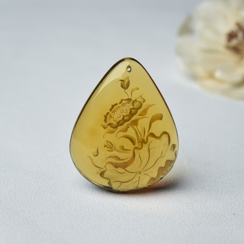 墨西哥蓝珀吊坠-红掌柜