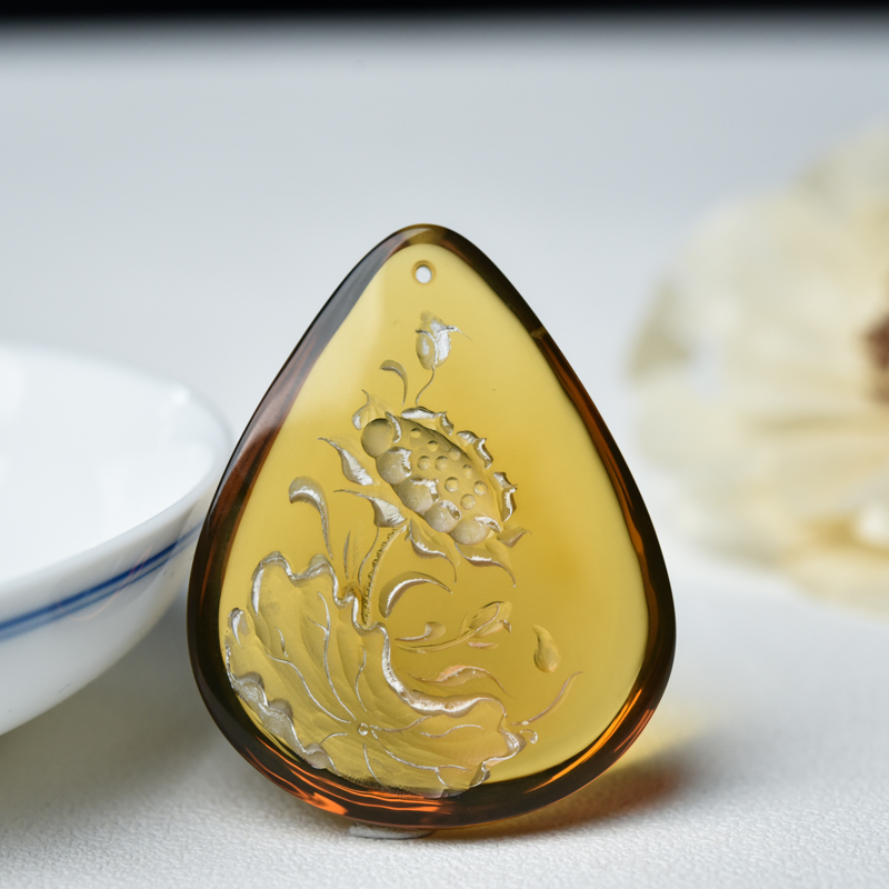 墨西哥蓝珀吊坠-红掌柜