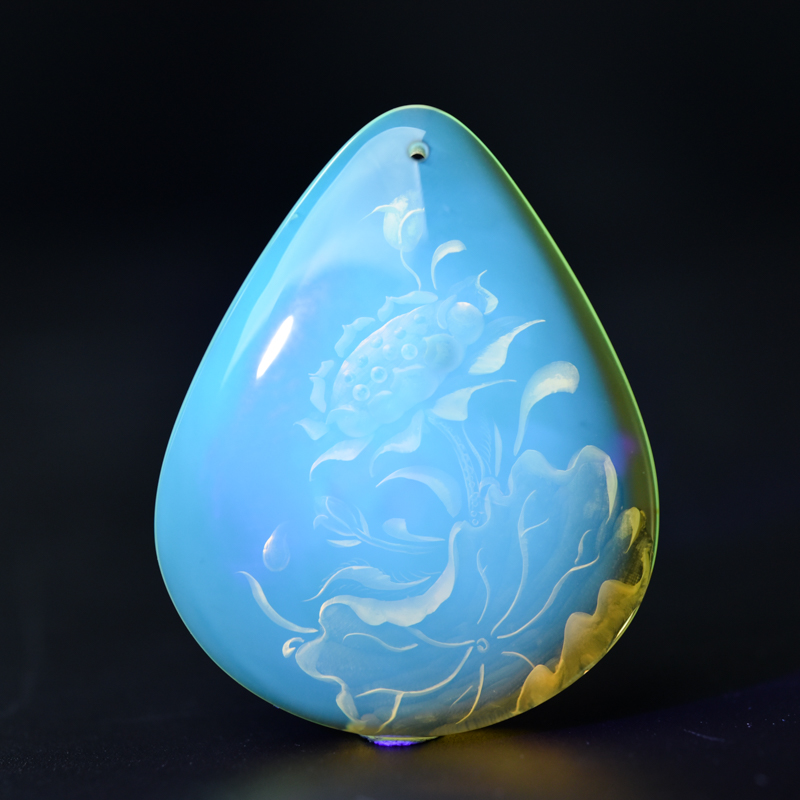 墨西哥天然蓝珀一品清廉吊坠-红掌柜