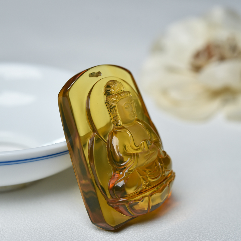 墨西哥蓝珀吊坠-红掌柜