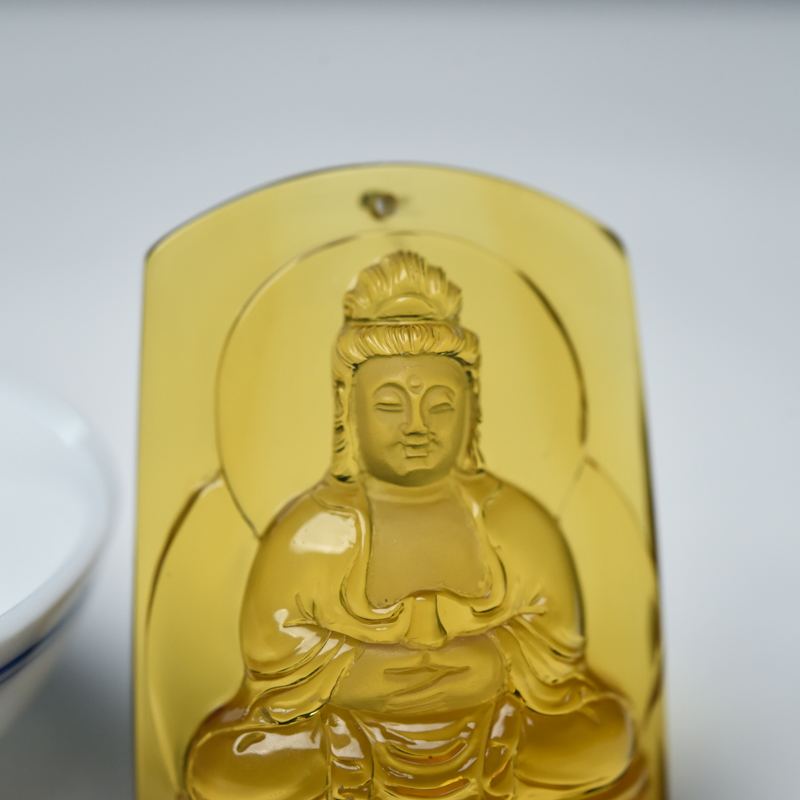 天然蓝珀观音吊坠-红掌柜