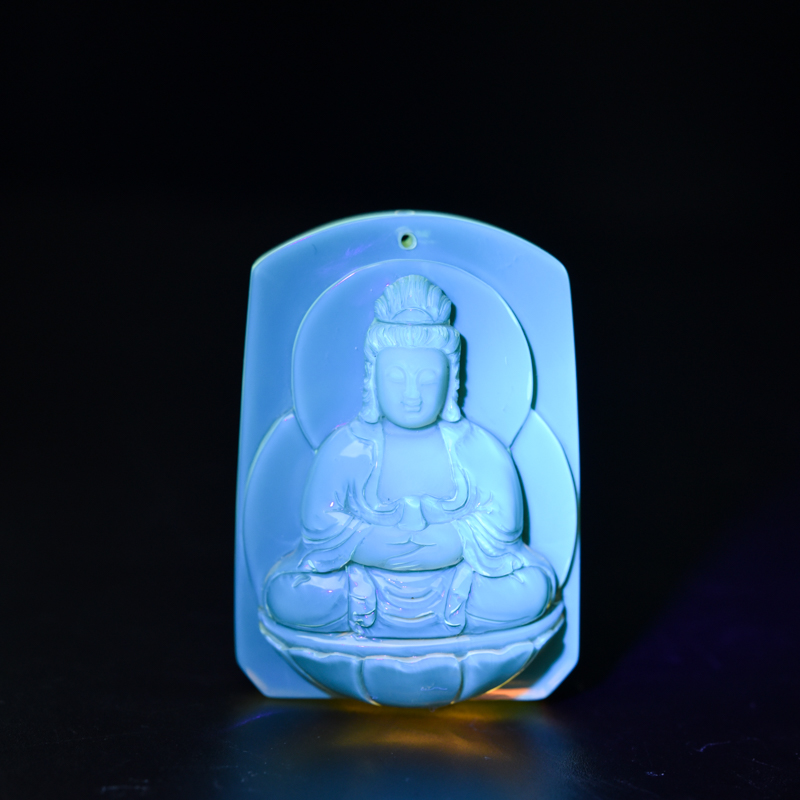 墨西哥天然蓝珀观音吊坠-红掌柜