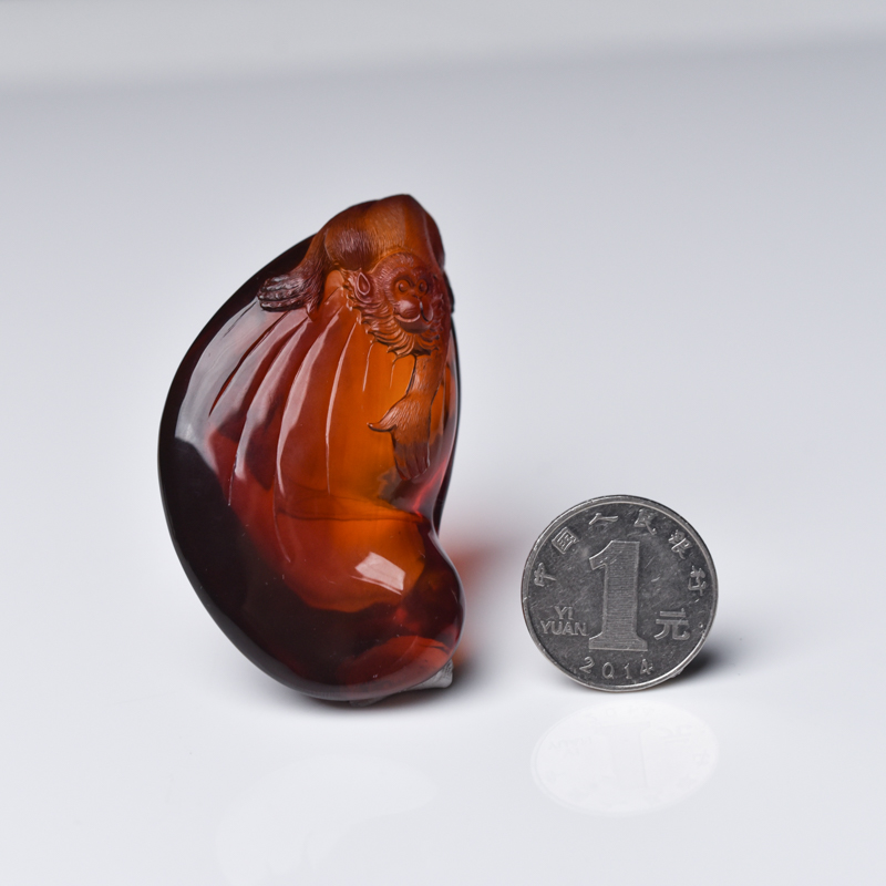 缅甸血珀猴子挂坠-红掌柜
