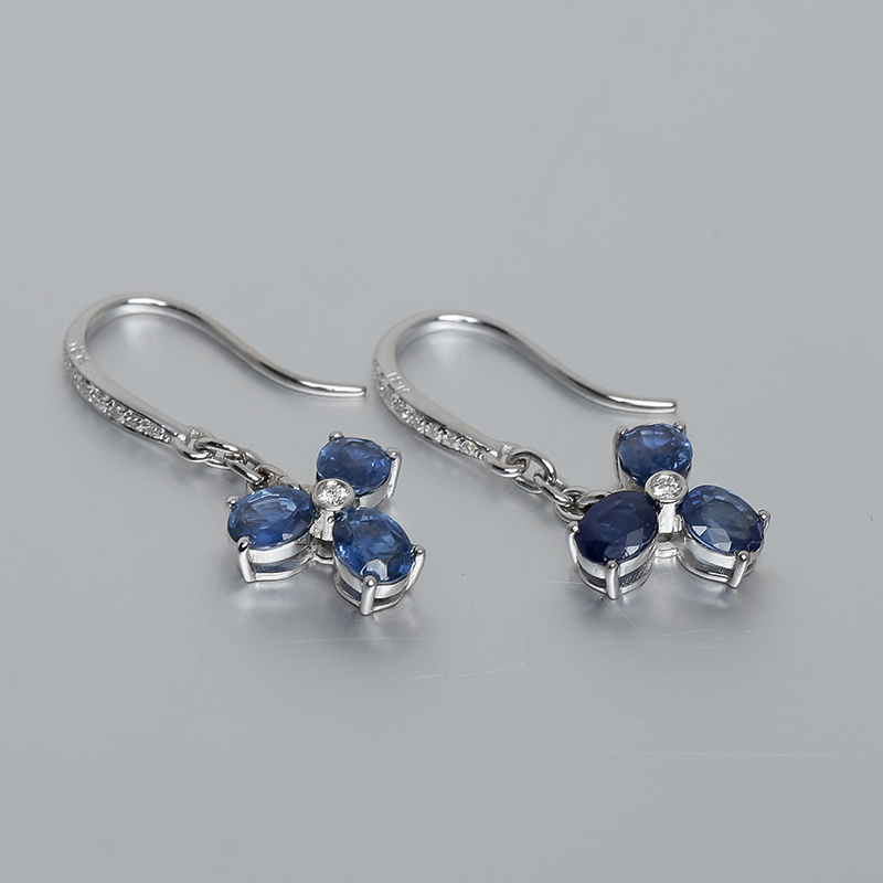 斯里兰卡蓝宝石耳坠-红掌柜