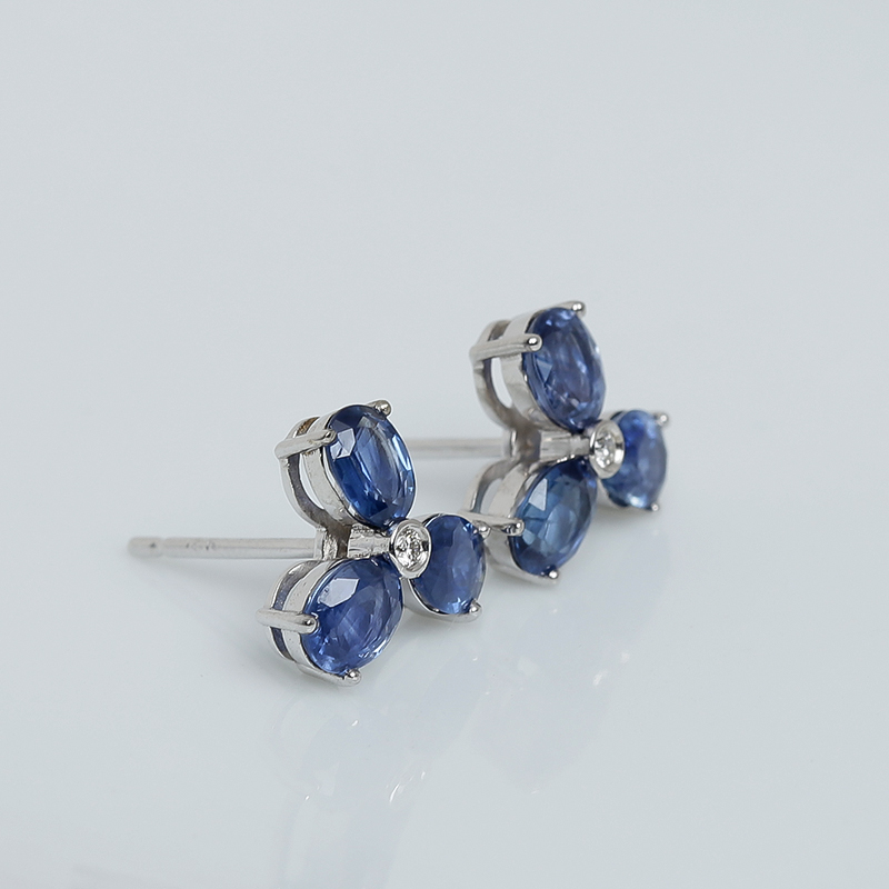 天然蓝宝石耳钉-红掌柜