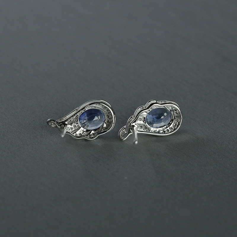 天然蓝宝石耳钉-红掌柜