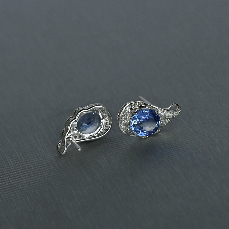 斯里兰卡蓝宝石耳钉-红掌柜