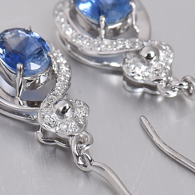 斯里兰卡蓝宝石耳坠-红掌柜