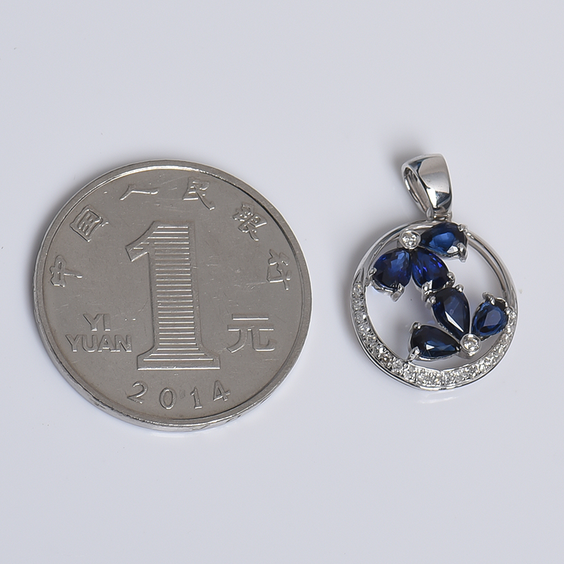 斯里兰卡蓝色蓝宝石吊坠-红掌柜