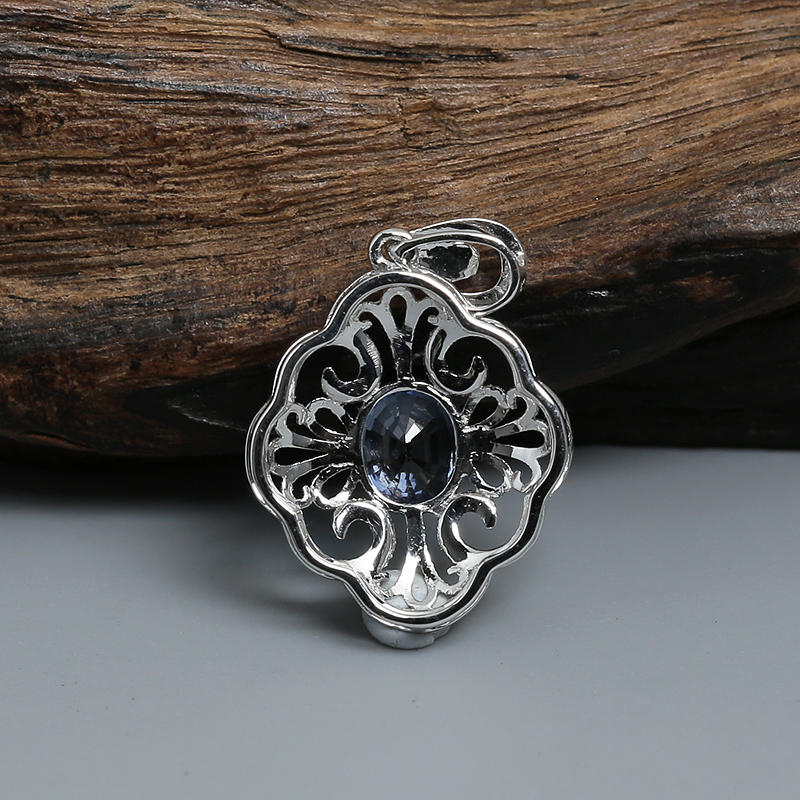 蓝色蓝宝石刻面吊坠 - 红掌柜