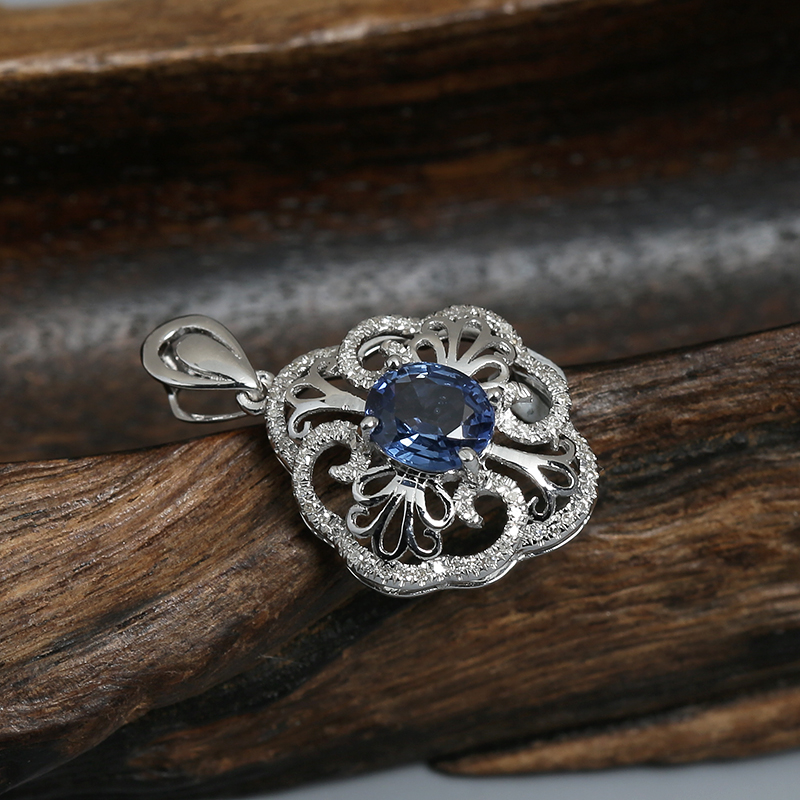 蓝宝石刻面吊坠 - 红掌柜