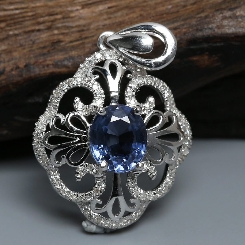 18k金蓝宝石刻面吊坠 - 红掌柜