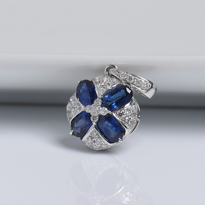 斯里兰卡蓝色蓝宝石刻面吊坠-红掌柜