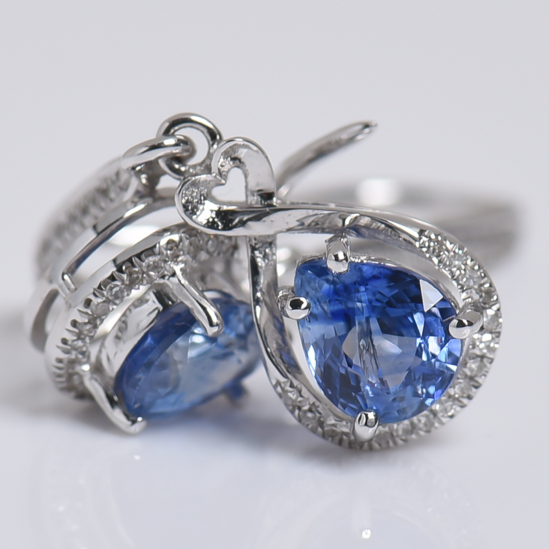 蓝色蓝宝石刻面耳坠-红掌柜