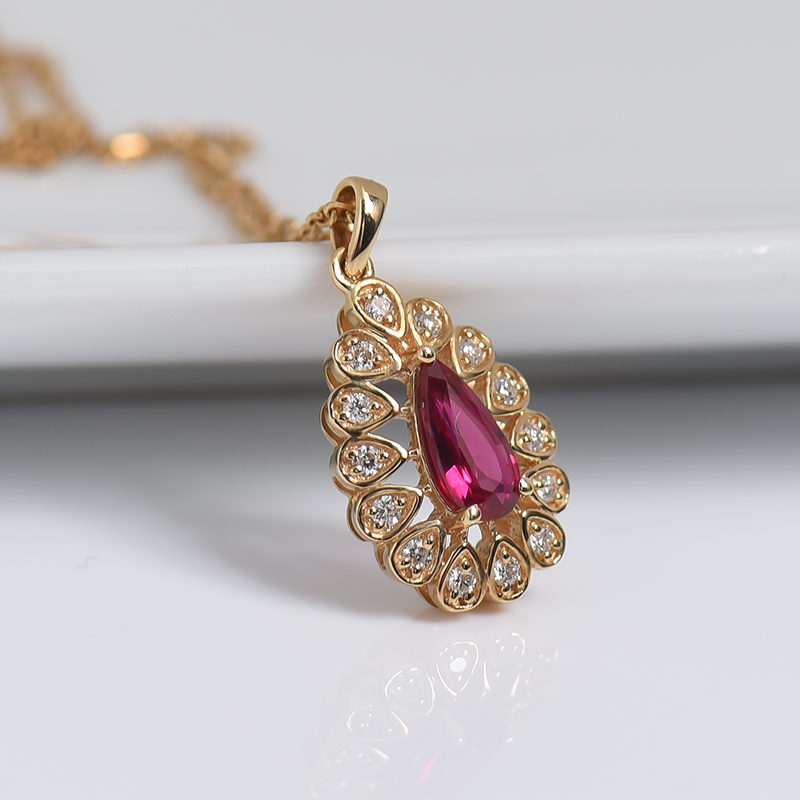 无烧红宝石刻面吊坠-红掌柜