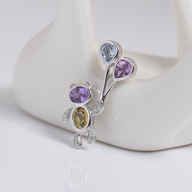 金镶钻蓝宝石刻面吊坠-红掌柜