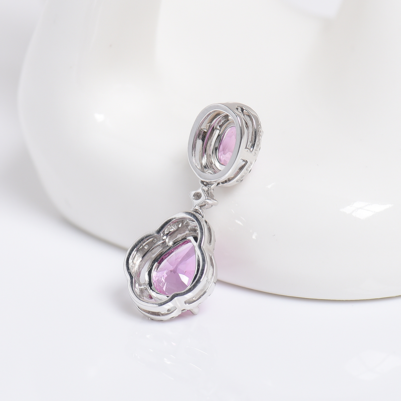 18K金镶钻红色蓝宝石吊坠 - 红掌柜