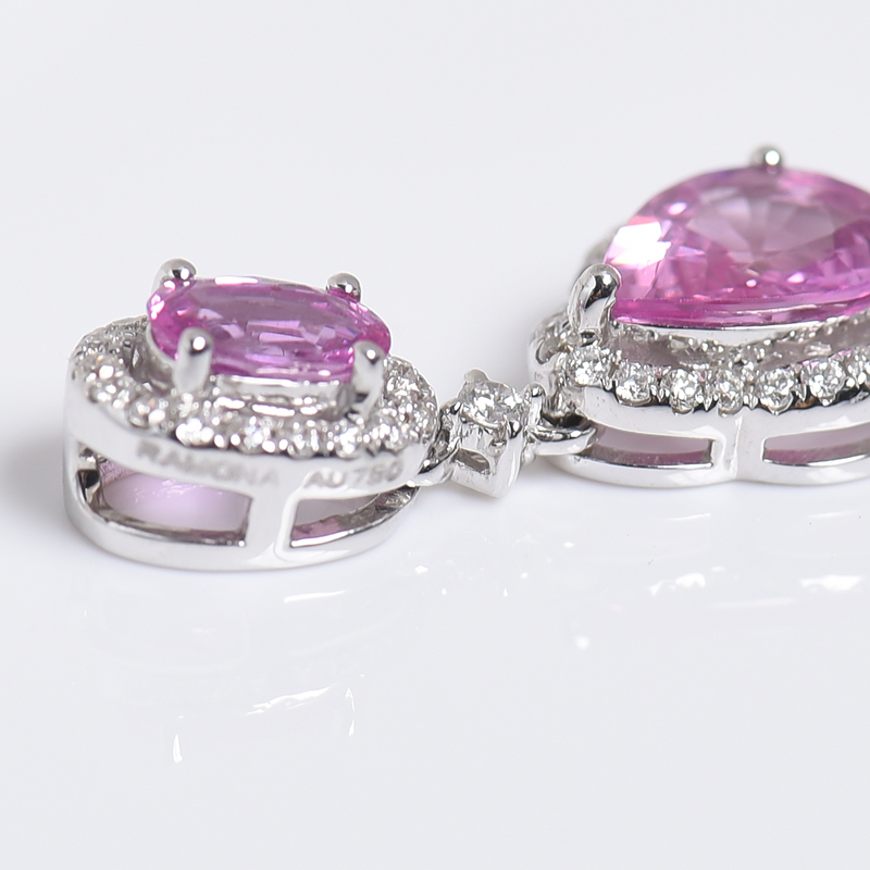 天然18K金镶钻蓝宝石吊坠 - 红掌柜