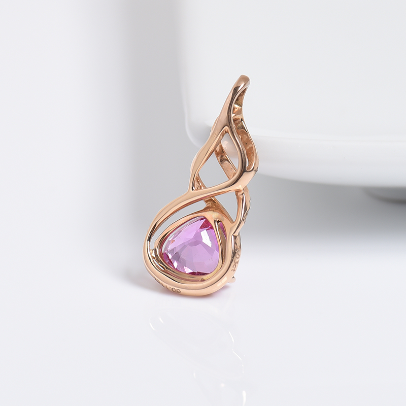 18K金镶钻蓝宝石吊坠 - 红掌柜