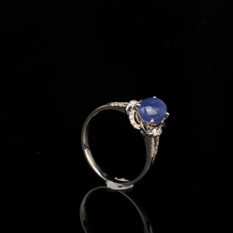 18k斯里兰卡天然浅蓝色蓝宝石戒指-红掌柜